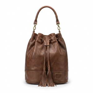 Duży brązowy worek z płaszcza skórzanego