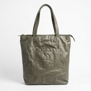 Torba shopper khaki z płaszcza skórzanego - outlet