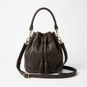 Mały worek z płaszcza skórzanego - czekoladowy