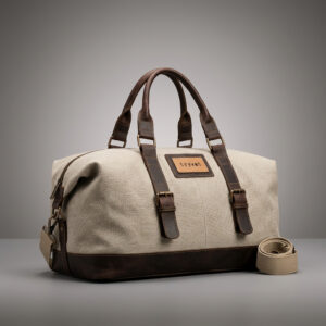 Torba podróżna z tkaniny konopnej i skóry